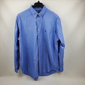 Ralph Lauren Yarmouth Cotton Pinpoint Oxford Mens Dress Shirt 17.5" - 36/37 Blue